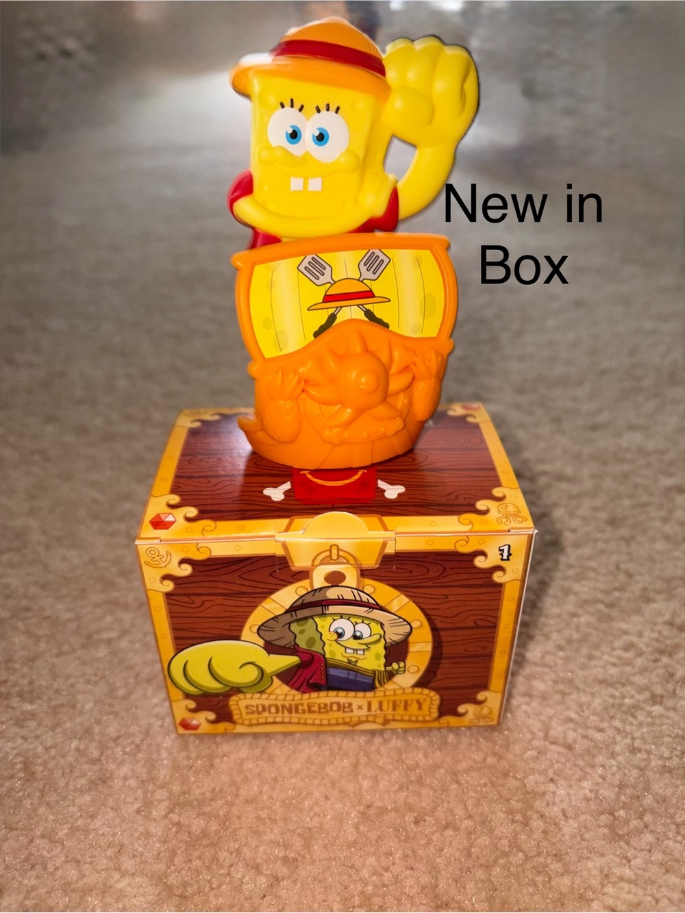 x McDonald's SpongeBob Luffy Yellow original collectible Figurine Toy